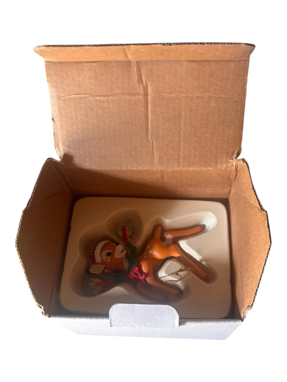 Disney Grolier Bambi Orange Reindeer Holiday Ornament original box